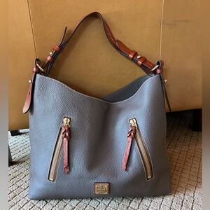 Dooney & Bourke Pebble Grain Cooper Hobo - Gray / Taupe - Leather Purse